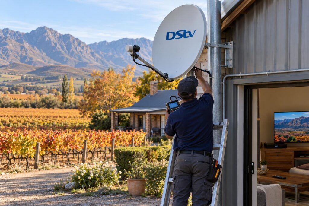 Farm dish and cable run near Rawsonville for OpenView channels