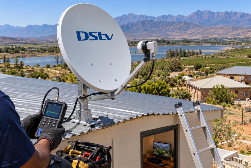 Checking signal before you use my DStv decoder at another house near Brandvlei